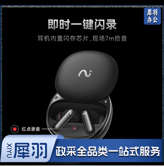 科大讯飞【旗舰新款】录音降噪会议耳机Pro2夜影黑 一键闪录 AI会议助理 同传翻译 主动降噪 苹果华为通用