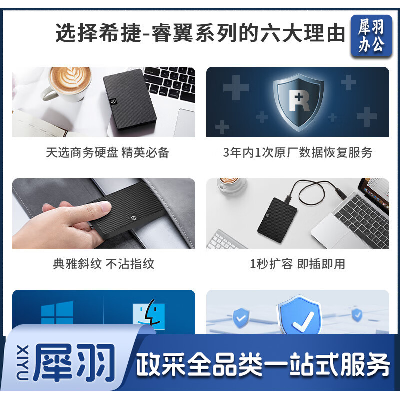 希捷(Seagate) 移动硬盘机械 5TB 大容量  USB3.0 希捷睿翼 2.5英寸 便携商务 黑