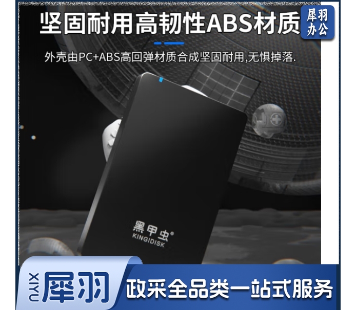 黑甲虫 (KINGIDISK) 1TB USB3.0 移动硬盘  H系列  2.5英寸 磨砂黑 简约便携 商务伴侣 内置加密软件 H100