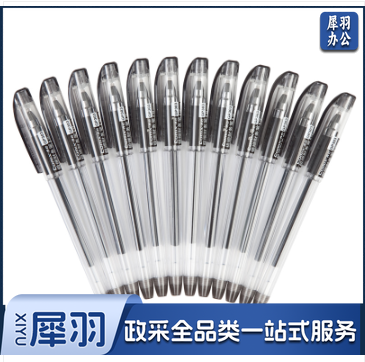 齐心GP303财务笔中性笔0.38mm细笔头学生会计财务办公用品签字笔黑色水笔12支装 黑色 12支装