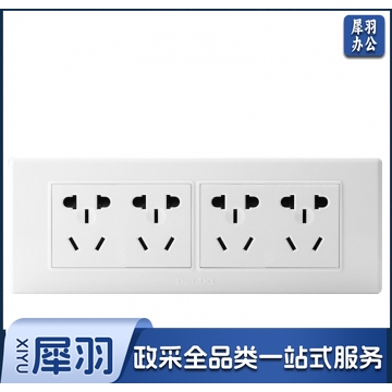 德力西(DELIXI)开关插座面板118型四位五孔20孔插座面板 雅白