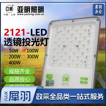亚明 LED透镜投光灯 泛光灯户外防水射灯高杆灯探照灯 YM-2121系列-100W 足瓦透镜款 白光 一个价