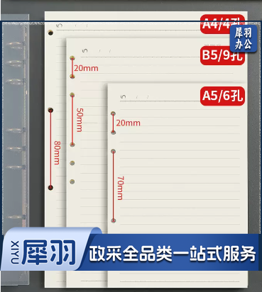 B5九孔活页纸活页替芯活页本横线内芯9孔