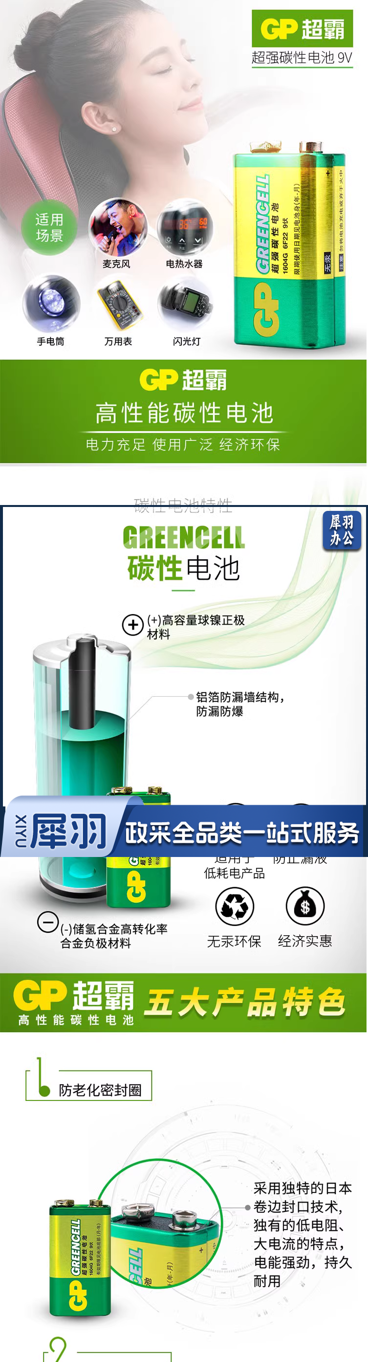 GP超霸9V电池6F22方块碳性电池1604G万能万用表报警器玩具遥控器叠层方形烟雾报警器话筒麦克风_1_1.png
