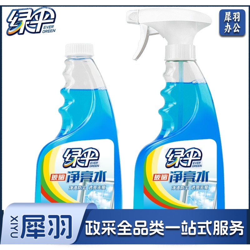 绿伞 玻璃清洁剂500g*4瓶 浴室玻璃清洗剂 玻璃水家用不留水痕去污防尘车窗