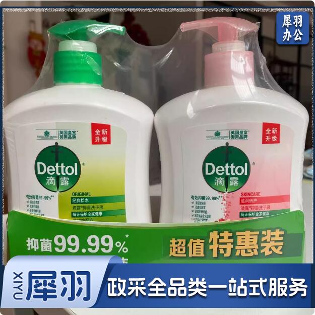 滴露（Dettol）抑菌洗手液滋润450g*1+松木450g*1儿童家庭装消毒温和护手