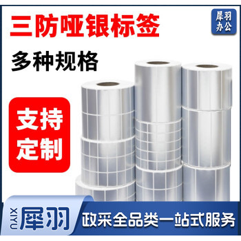 丰益捷 哑银条码标签纸优质PET不干胶打印机防水耐刮货架亚银贴纸单多排多规格可印刷定制 【三防】哑银标签三卷起售 100*80*500单排