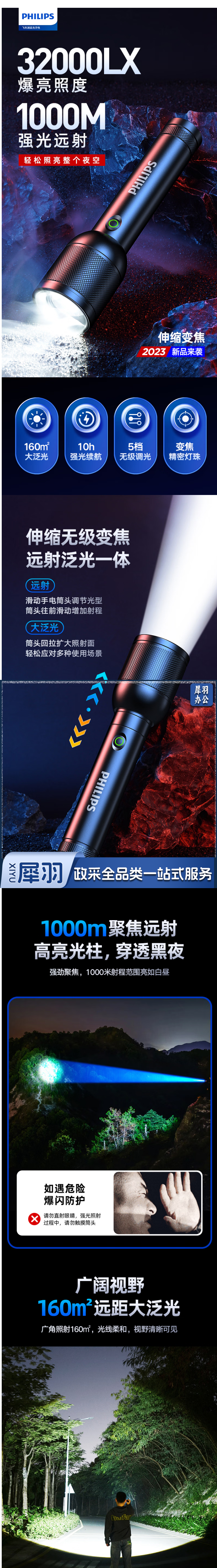 【飞利浦SFL8168】飞利浦（PHILIPS）手电筒强光远射 超长续航超亮变焦白激光充电便携应急灯_1_1.png