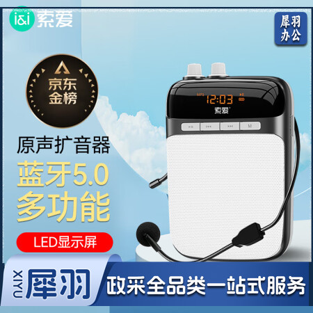 索爱（soaiy）S318小蜜蜂扩音器教师专用蓝牙音箱小喇叭腰挂麦克风导游插卡便携式喊话器教学讲课 睿智黑