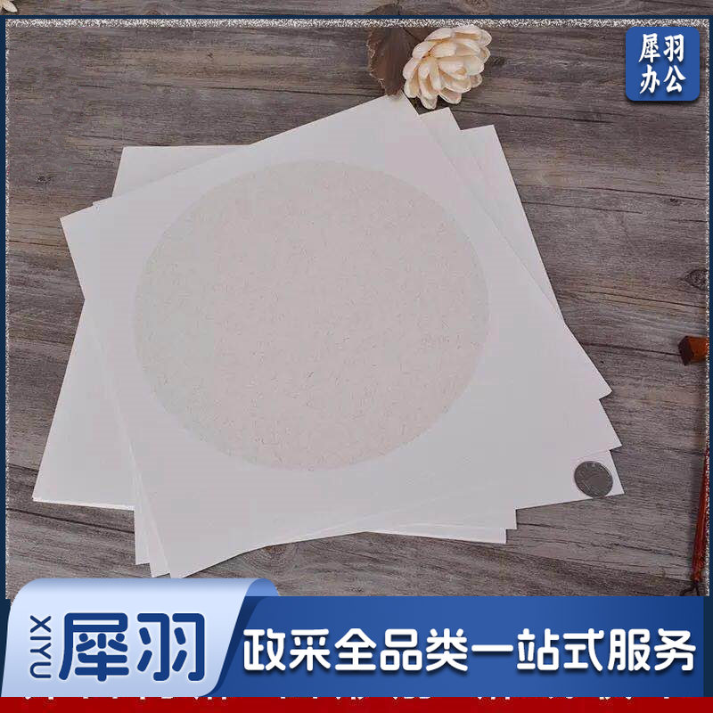 斗方团扇面宣纸镜片38cm卡纸麻纸云龙皮纸画心书法国画专用