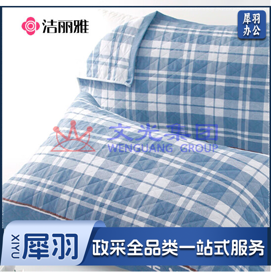 洁丽雅 枕巾 三层提花透气枕头巾 格律-蓝  单只