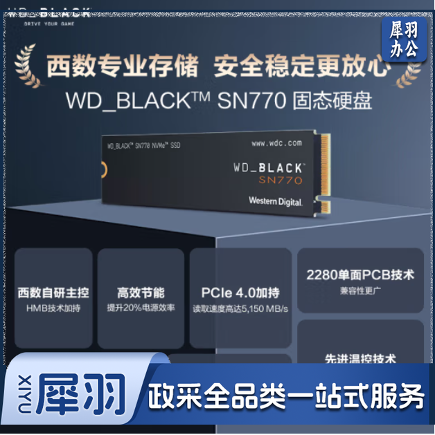 西部数据（WD）1T SSD固态硬盘 M.2接口 SN770 PCIe4.0 2280（NVMe协议）