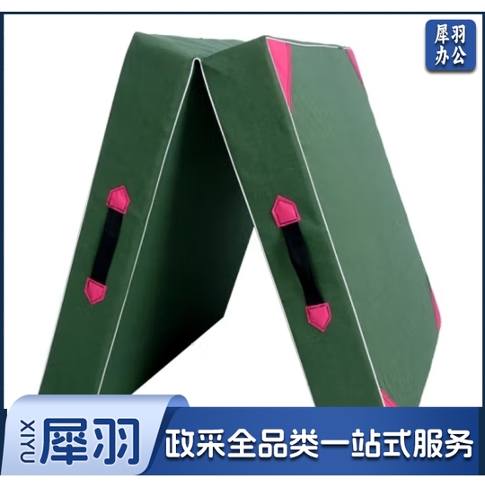 体操垫仰卧起坐垫叠军绿色保护垫 1.2*0.6*0.1m珍珠棉有机硅防水帆布 二折体操垫120*60*10cm