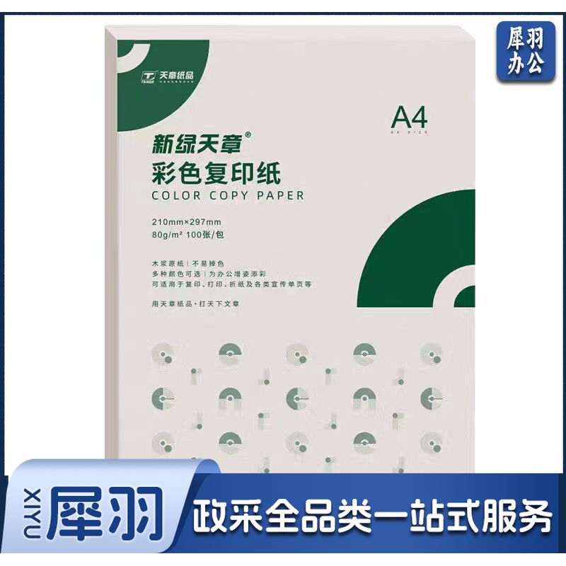 天章 粉纸 多功能彩色纸彩纸 80gA4 100张/包