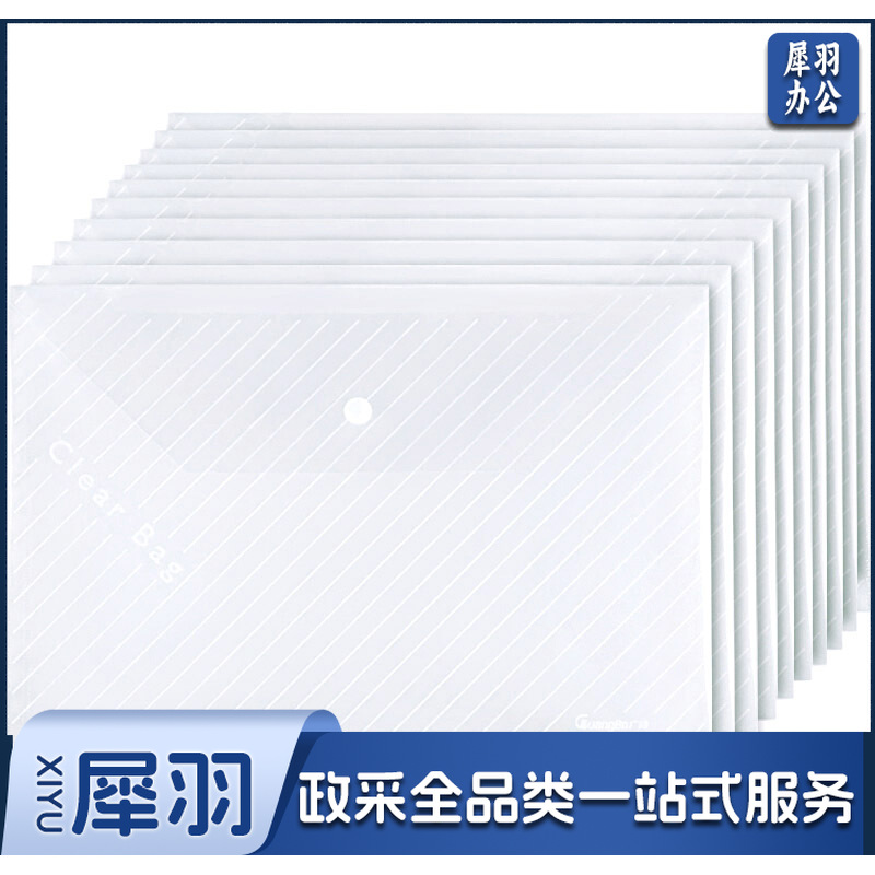 广博(GuangBo) A4透明文件袋 按扣档案袋 资料袋 10只装 A6320KA