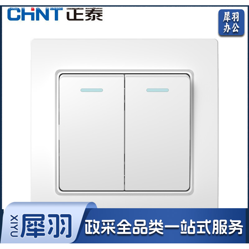 正泰(CHNT) 开关插座面板 86型暗装墙壁 双开单控