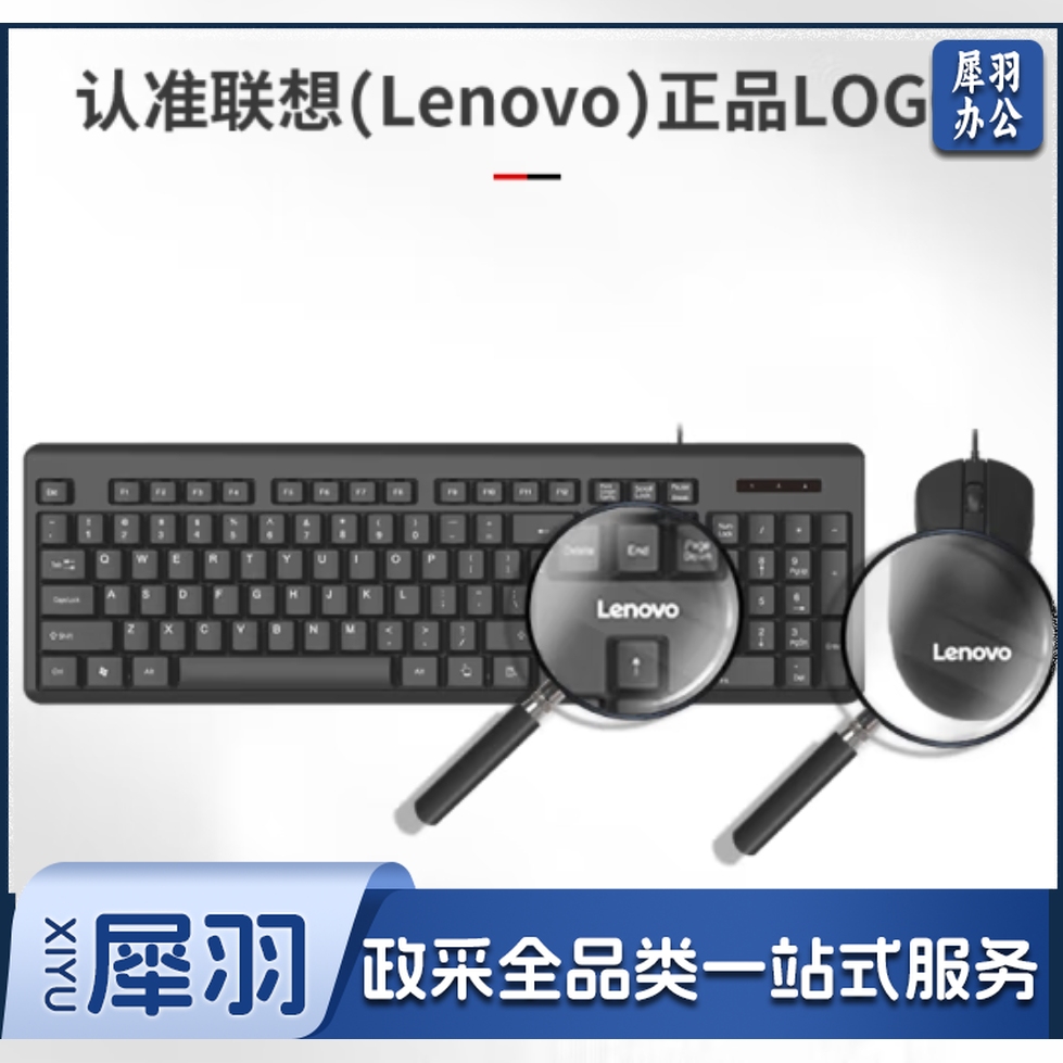 联想(Lenovo)有线键盘鼠标套装 键鼠套装 全尺寸键盘 商务办公 MK11Lite
