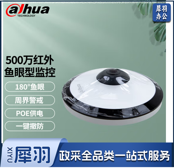 dahua大华高清500万红外鱼眼型网络摄像机全景摄像头支持外接音频插卡网络摄像机 500万鱼眼半球