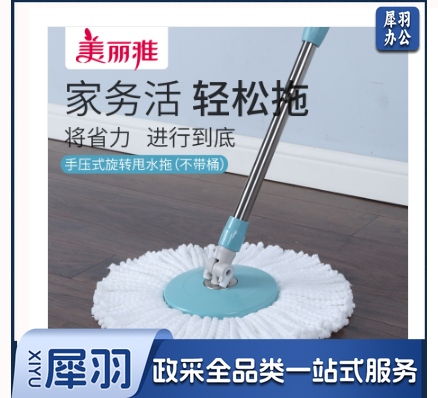 美丽雅 旋转拖把配件 手压甩水地拖 单双驱动旋转拖把替换备件 单拖不含桶 共2个拖头 颜色随机