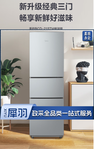 美的电冰箱BCD-215TM榭湖银