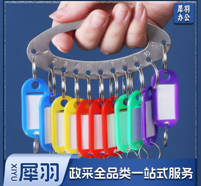 加厚不锈钢钥匙盘钥匙圈环钥匙板可标记钥匙牌标签分类钥匙扣不锈钢收纳管理钥匙串 11位-含标记牌(加厚不锈钢)