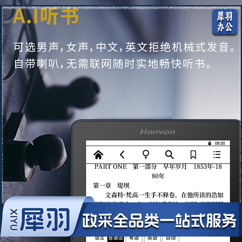 汉王（Hanvon） 汉王电纸书黄金屋4听书 电子书阅读器学生墨水屏6英寸高清读书器护眼小说
