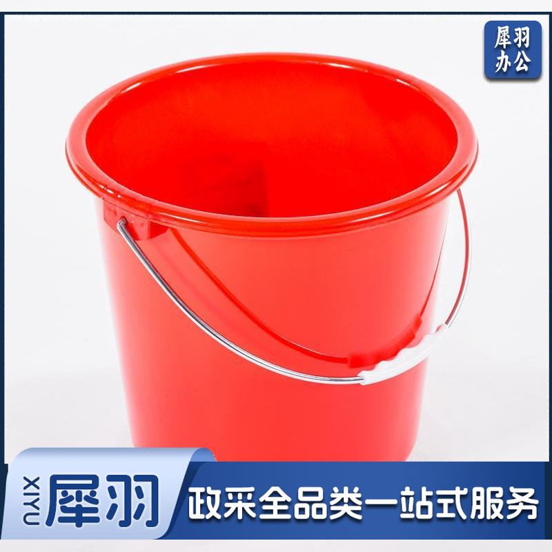 红水桶 塑料手提加厚水桶 红色圆形水桶