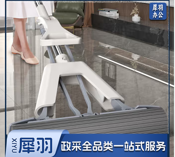 胶棉拖把共2个拖把头 吸水海绵拖把不锈钢杆挤水免手洗
