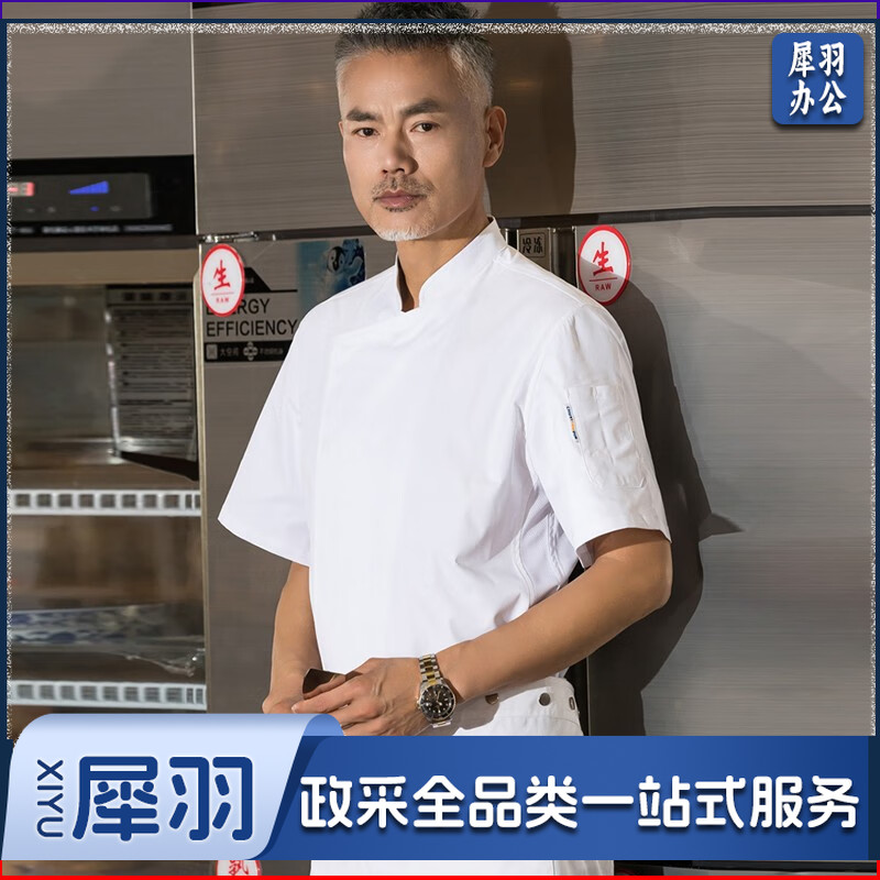 巨联 厨师 工作服 短袖夏季带透气网