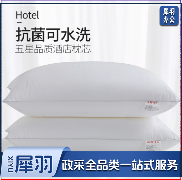 恒源祥全棉抗菌刺绣枕芯颈椎枕星级酒店枕头一对装升级高弹【中枕对装】