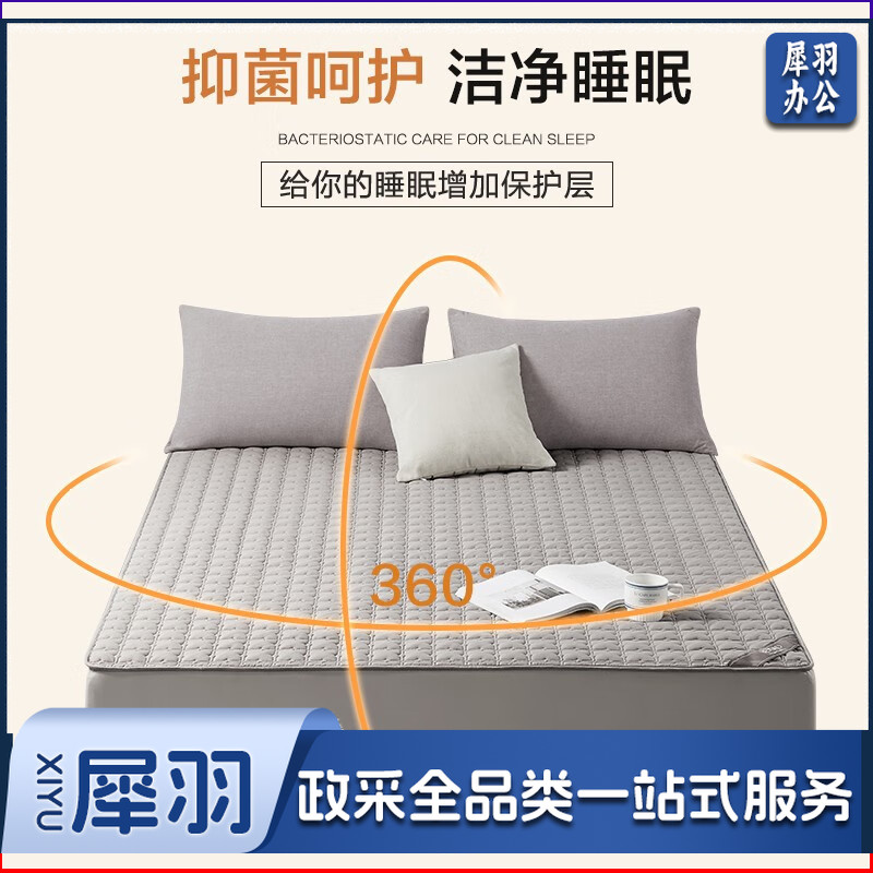 床笠夹棉加厚单件套席梦思大豆床垫保护罩冬季防尘床罩 灰色    180*200cm