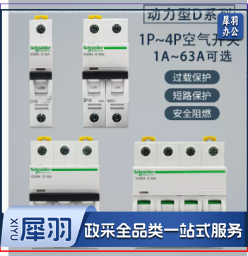 施耐德空气开关A9断路器IC65N空开2P/6A动力D系列