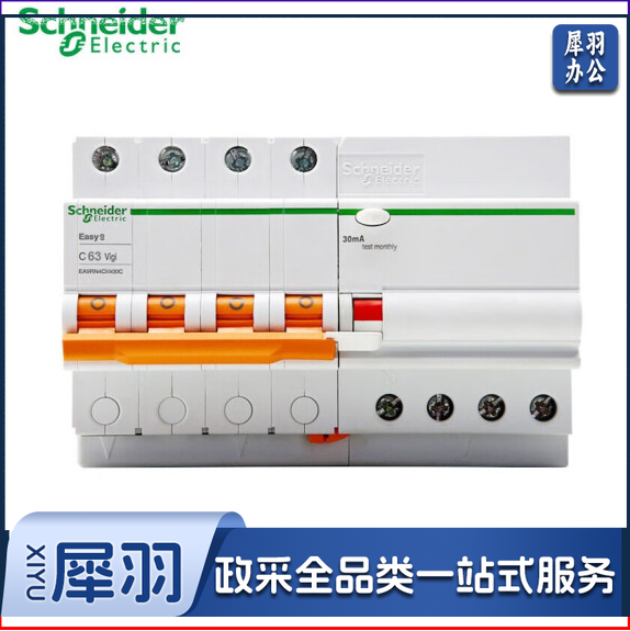 施耐德（Schneider） 漏电保护断路器 家用总闸带漏保 4P 40A   货号：JC