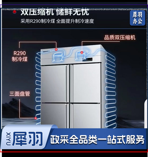 澳柯玛(AUCMA)四门冰箱商用冰柜立式冷冻柜六门冰箱大容量饭店食堂餐饮店后厨不锈钢厨房冰箱保鲜柜冷柜 标准款 双温900升