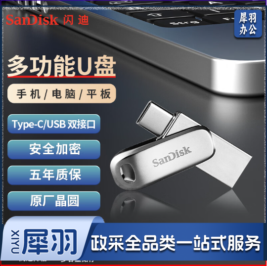 闪迪（SanDisk） 256GB Type-c USB3.2 手机U盘 DDC4 读速400MB/s&nbsp; 安全加密 全金属双接口优盘 手机平板电脑通用 DDC4 256GB