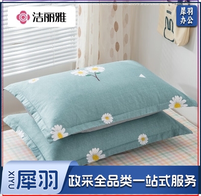洁丽雅（Grace）纯棉枕套一对 加厚家用印花枕头套枕芯套花漾-蓝48*74cm.