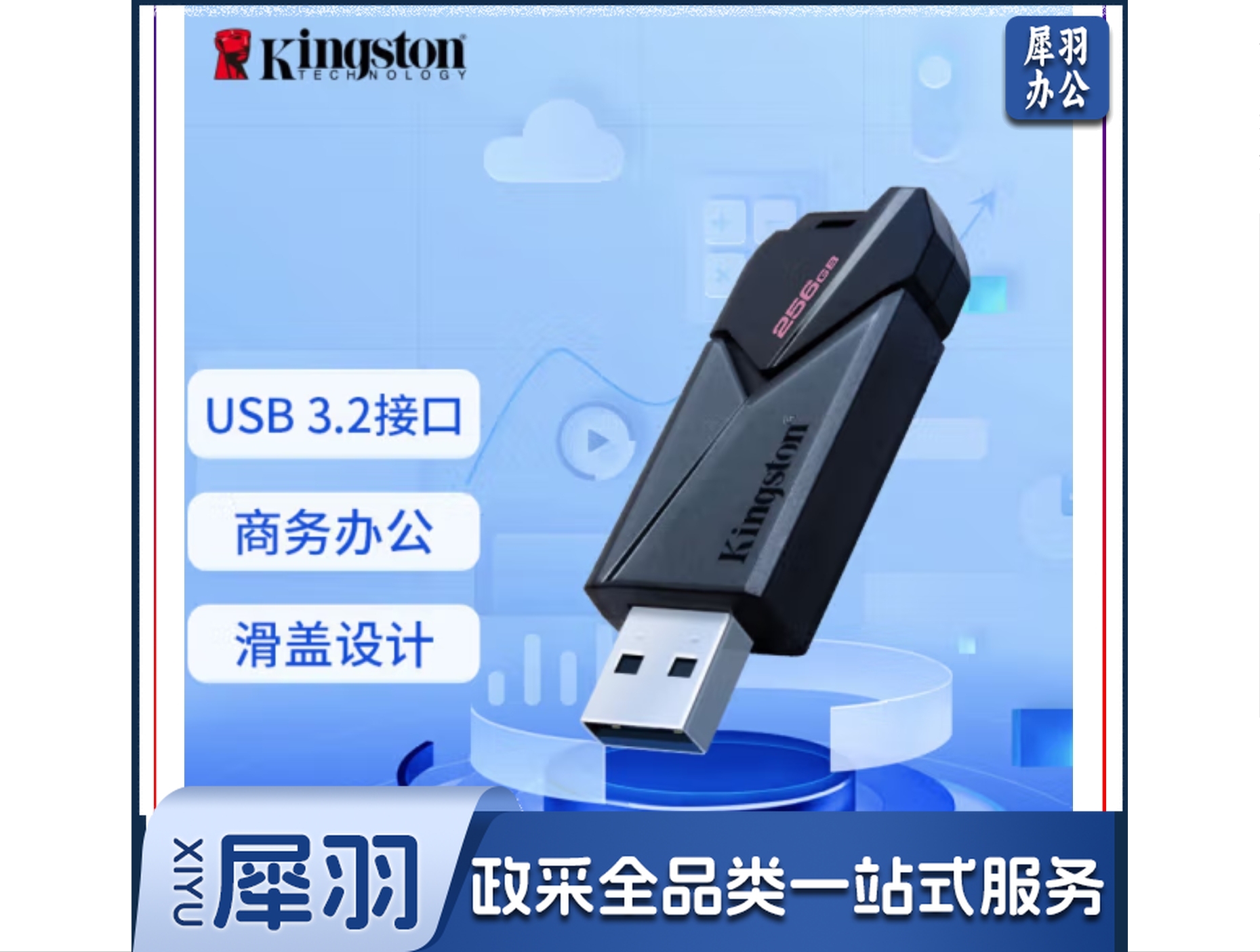 金士顿（Kingston）256GB USB3.2 Gen1 U盘 DTXON 大容量U盘 滑盖设计 时尚便携