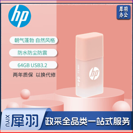 惠普(HP)128GB USB3.2gen 1 U盘 x768 暖心粉橘 高速商务可爱创意优盘 学生u盘