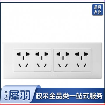 德力西(DELIXI)开关插座面板118型四位五孔20孔插座面板 雅白