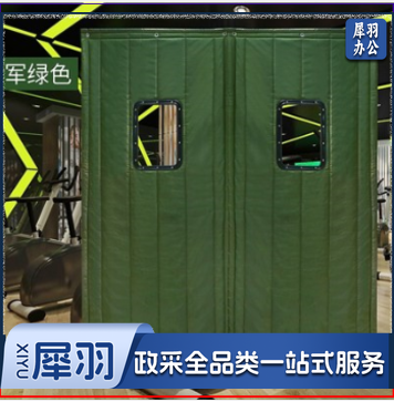 军绿色带窗户门帘 布艺棉门帘 单位：每平米 (支持，有货期，提前沟通)