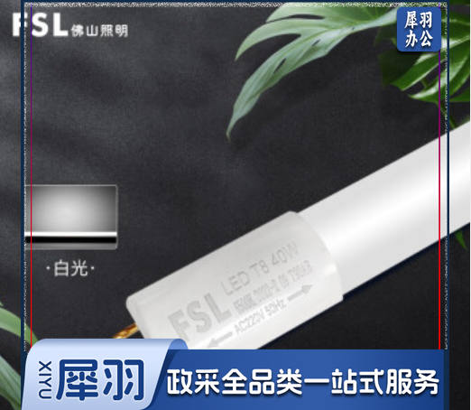 佛山照明(FSL)LED灯管节能灯T8双端长1.2米40W白光