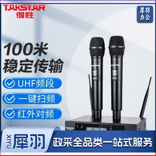 得胜（TAKSTAR）TS-3310UH一拖二无线话筒麦克风 家庭ktv专业k歌手持会议主持舞台演出 黑色
