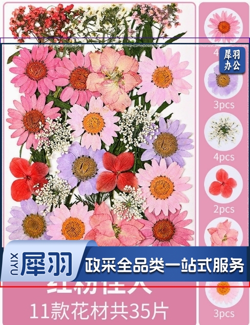 亚克力压花相框手工diy(红粉佳人(干花包35片))制作材料包干花植物标本框透明装饰绘画框