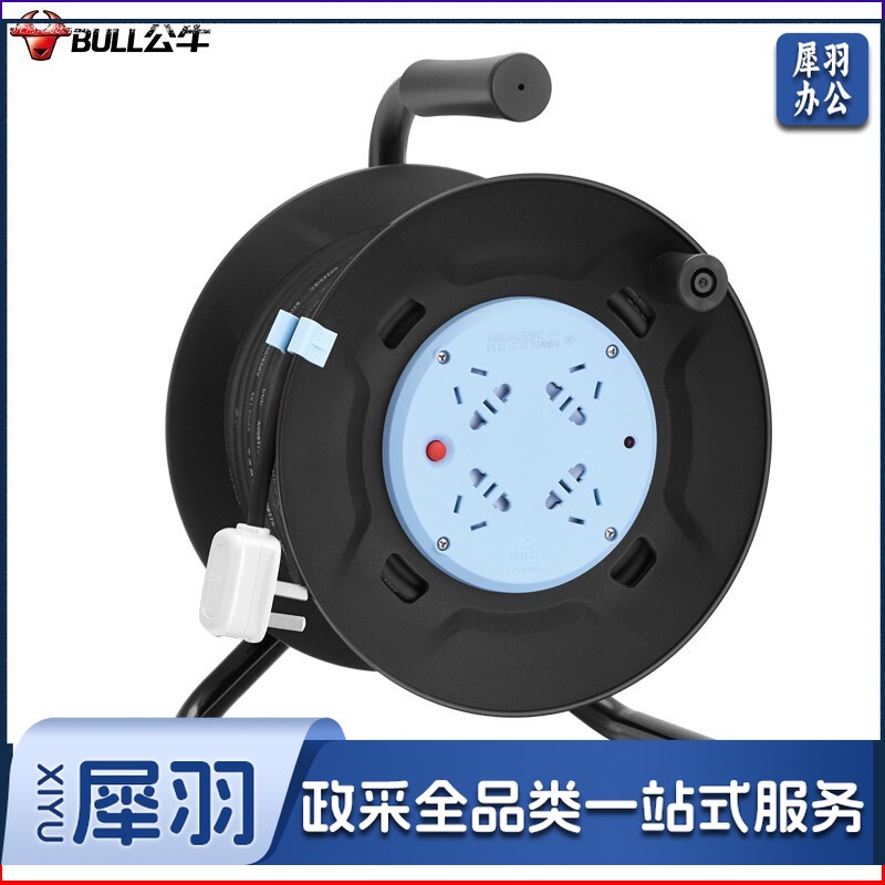 公牛（BULL）GN-8030工程接线盘移动电缆电线卷线盘/盘线轴工程地拖绕线盘拖线盘自接线 4位总控全长20米