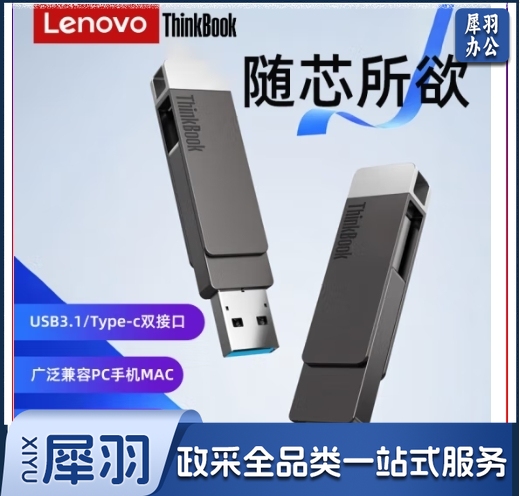 联想Thinkbook 高速双接口U盘 Type-c/USB3.1手机电脑两用u盘金属商务办公优盘 BU100【手机电脑两用u盘】 128GB