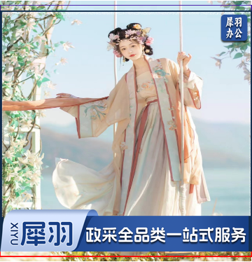 汉服民族服装教学用品 汉服女 日常仙气刺绣齐腰春夏新款 杏色五件套