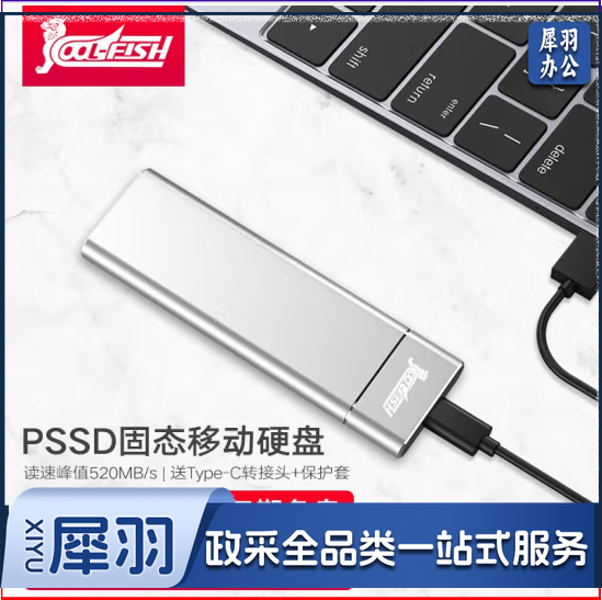 cool-fish 512G移动硬盘固态高速Type-C手机硬盘【标配512G】银色