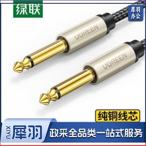 绿联 UGREEN 40810 6.5mm音频线 AV128 6.35大二芯公对公连接线对录线 1.5米