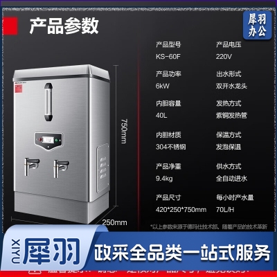 德玛仕 DEMASHI KS-60F 开水器 商用电热开水机 全自动进水 304不锈钢 烧水器 220V