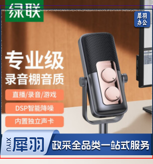 绿联 USB电脑麦克风 桌面电容麦 电脑笔记本台式K歌直播录课视频会议话筒专业收录音配音游戏 USB桌面麦克风